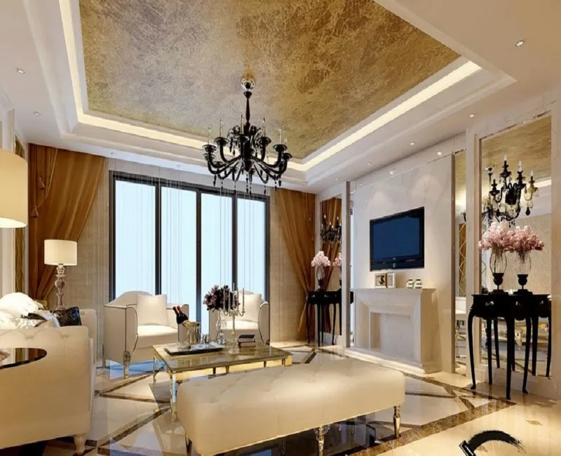 Mẫu thiết kế trần thạch cao ph&ograve;ng kh&aacute;ch số 29