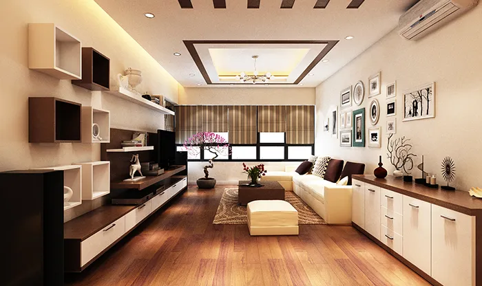 Mẫu thiết kế trần thạch cao ph&ograve;ng kh&aacute;ch số 31