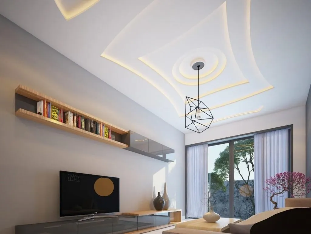 Mẫu thiết kế trần thạch cao ph&ograve;ng kh&aacute;ch số 33