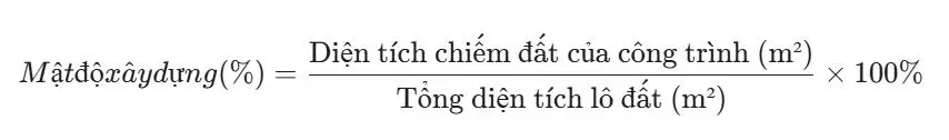 C&ocirc;ng thức t&iacute;nh mật độ x&acirc;y dựng