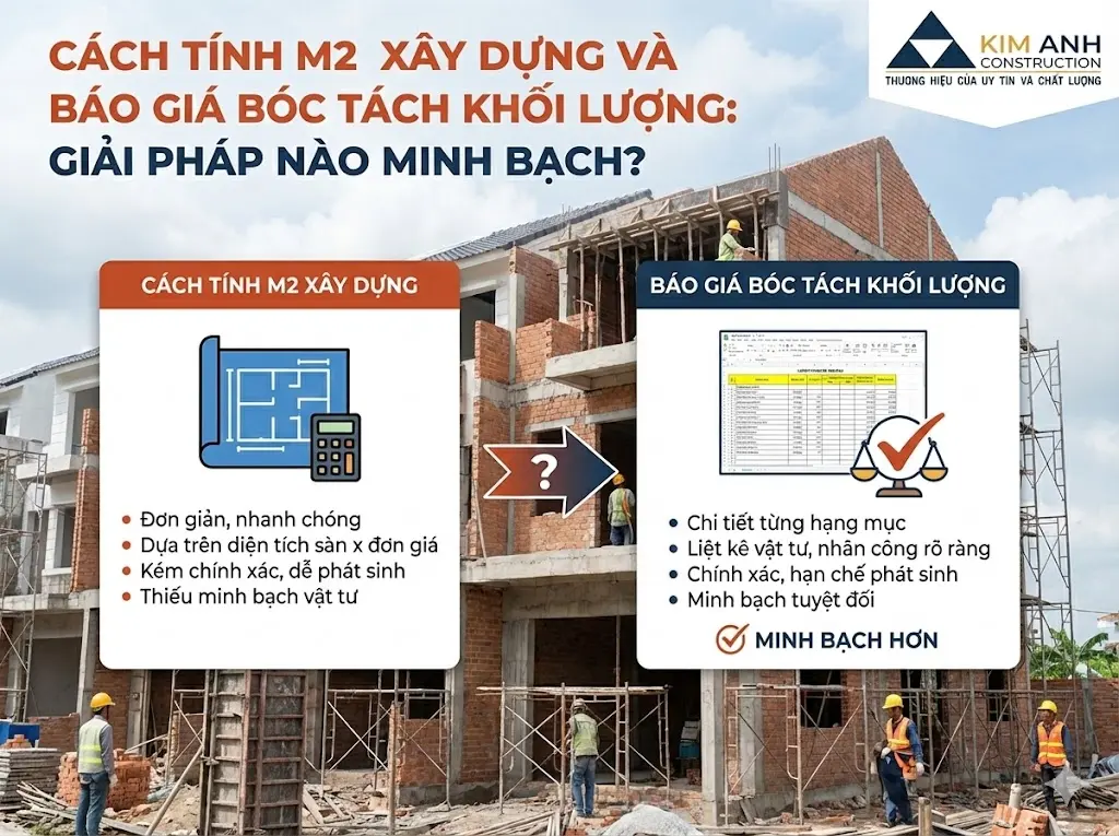 Nên chọn cách tính m2 xây dựng và báo giá bóc tách khối lượng
