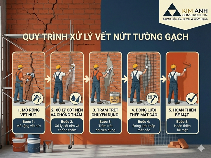 Quy trình xử lý vết nứt tường