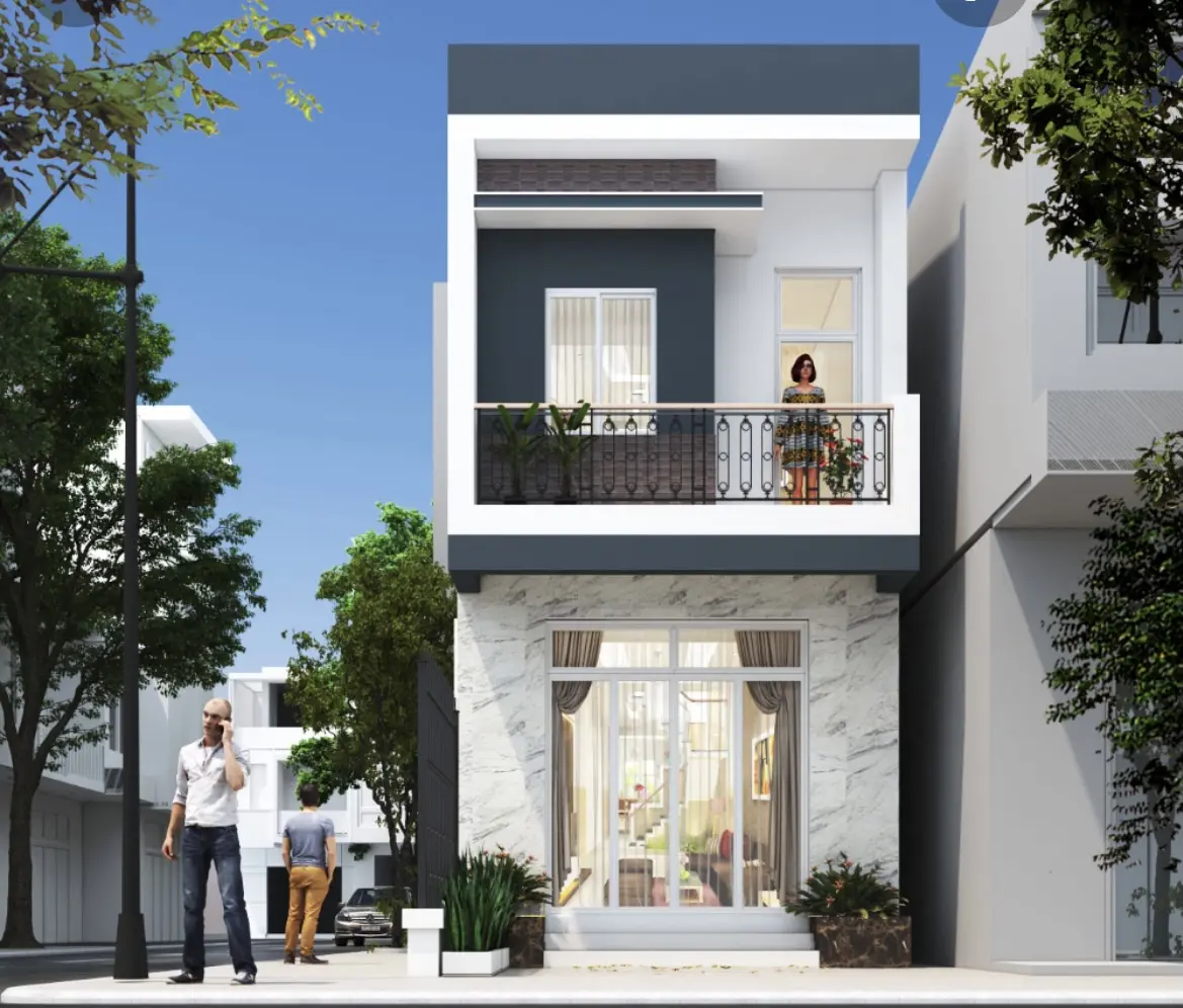 Phối cảnh 3D mặ tiền dự &aacute;n nh&agrave; phố Quận 12