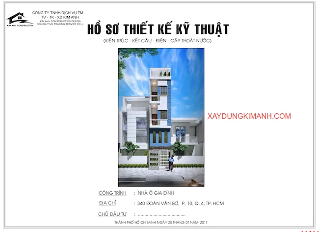 Xây nhà trọn gói Phường 10, Quận 4 - Xây Dựng Kim Anh