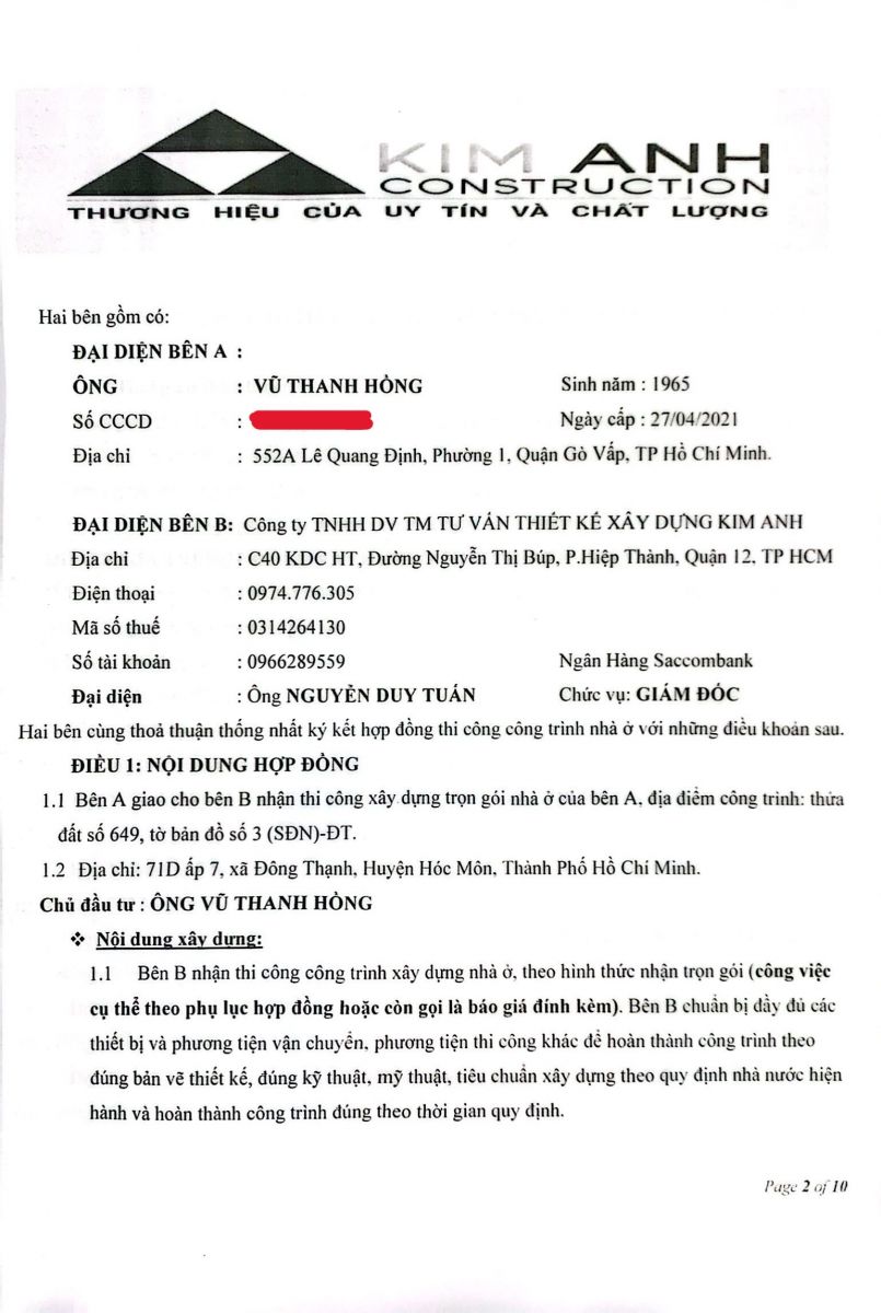 Lễ ký kết hợp đồng thi công