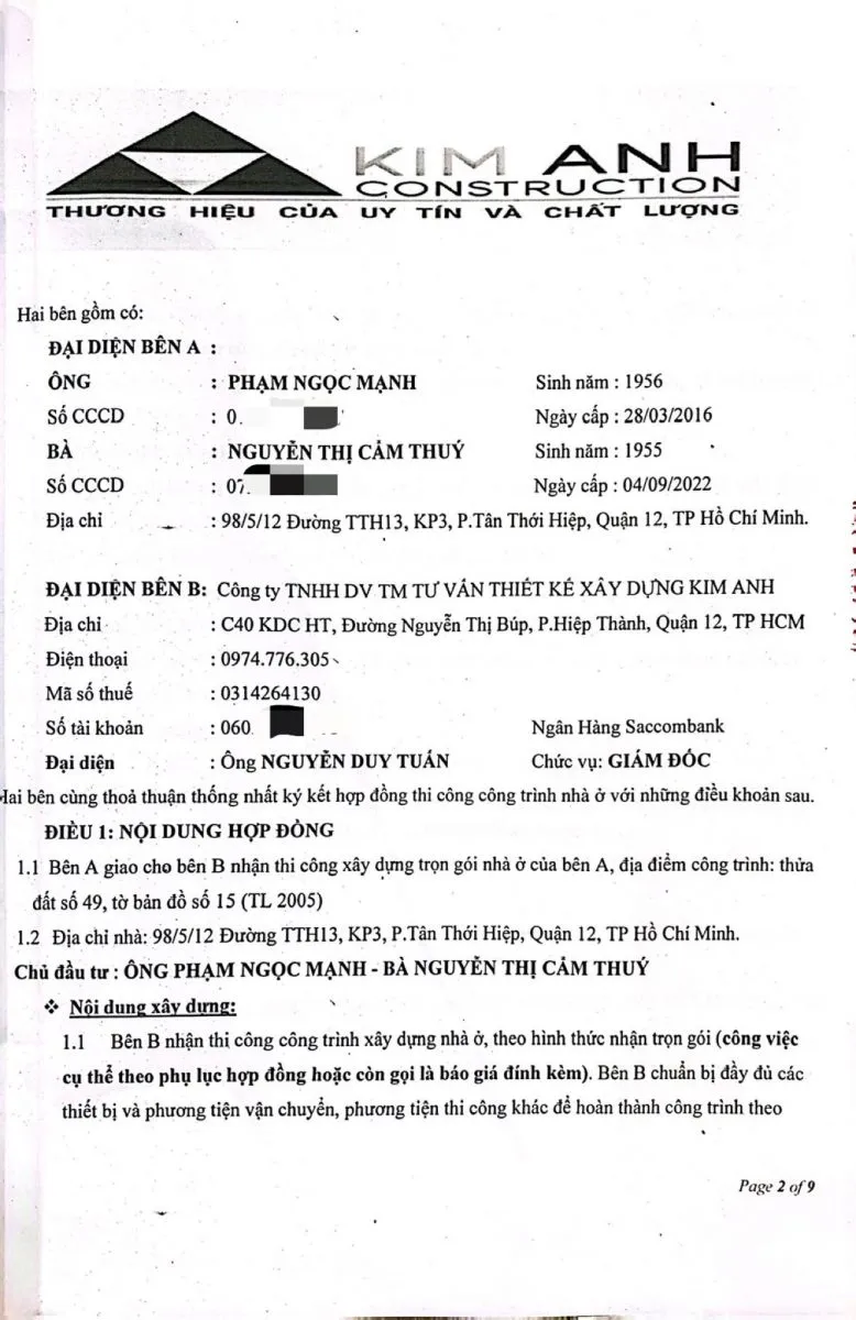 X&acirc;y nh&agrave; trọn g&oacute;i Phường T&acirc;n Thới Hiệp - X&acirc;y Dựng Kim Anh