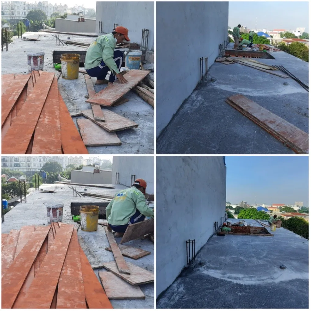 Giai đoạn thi c&ocirc;ng phần khung v&agrave; x&acirc;y t&ocirc; tường